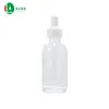 Stock Disponible Frasco Transparente de Esencia de 30ml Botella de Vidrio con Gotero Boston para Aceites Esenciales de Cuidado de la Piel Cosméticos de 60ml