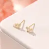 Pendientes de Plata S925 Fila Geométrica de Diamantes Moda Europea y Americana Elegantes Clavos para Cartílago Auricular de Circonita Pendientes de Diseño Nicho E02584