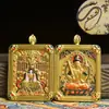 Collar con Colgante Thangka Tridimensional de Doble Cara al por Mayor Montaña Wutai Dragón Cinco Señores Ocho Grandes Dioses Guardianes Colgante Chapado Conservador de Color