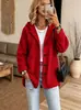 2026 Nueva Ropa Europea y Americana para Mujer Estación Independiente de Amazon Moda Casual Holgada Cárdigan Bolsillo con Botón Chaqueta con Capucha