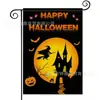 Bandeira Popular de Jardim para Halloween da Amazon Rosto de Fantasma de Abóbora Impresso Material de Linho Bandeira de Decoração para Jardim Externo