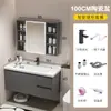 Juego de gabinete de baño de aleación de aluminio tipo panal, que incluye lavabo cerámico, lavamanos y mueble tocador con espejo
