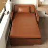 Sofá-Cama Novo Estilo, Cama Dobrável Estilo Chinês, Sofá-Cama Duplo Multifuncional de Couro Encerado para Sala de Estar, Extensível