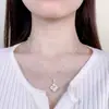 Colar de Trevo da Sorte em Zircônia Rosa de Luxo Leve, Estilo Coreano Nicho Placa Dupla Face Rosa com Padrão de Água, Corrente para Clavícula de Design de Alto Padrão