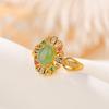 Anillo abierto Yilu Silver S925 de plata esterlina bañado en oro con jaspe hetiano, elegante y de lujo con corona de Ruyi y cara de huevo.