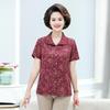 Camisa de manga corta para mujer, top de verano 2023, moda de madre de mediana edad y anciana, nueva camisa floral de abuela