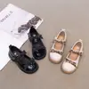 Zapatos Mary Jane de cuero estilo británico para niñas con lazo, zapatos de suela blanda, zapatos de princesa para primavera y otoño, zapatos escolares para actuaciones infantiles