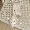 Calcetines de Lunares para Mujer, Calcetines Finos de Verano hasta la Mitad de la Pantorrilla, Zapatos Birkenstock, Calcetines Largos Holgados de Estilo Japonés con Borde Enrollado, Versátiles y Modernos, Algodón