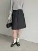 Falda Negra de Cintura Alta Corte A para Mujer, Primavera y Verano, Adelgazante, Dobladillo Irregular, Longitud Media, que Oculta el Vientre, que Realza las Caderas