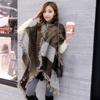 Cachecol Feminino Outono e Inverno Uso Duplo Escritório Quente Cor Dupla Listrado Xale Cor Combinando Capa Oversized Elegante