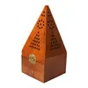 Caixa de madeira de fábrica atacado caixa de incenso de madeira pirâmide criativa queimador de incenso de madeira sândalo caixa de sachê oca caixa de incenso