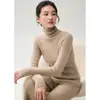 Tejido de cachemira para mujer Cuello alto Tejido de cachemira Pieza única sin costuras Ropa interior de punto Otoño e Invierno Tejido de punto Cálido Interior Cuello alto
