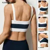 Sujetador Deportivo Cuadrado de Secado Rápido para Mujer, Color Azul y Blanco Contrastante, a Prueba de Impactos y de Soporte, Tirantes Anchos, Chaleco de Yoga, a Prueba de Impactos y de Soporte