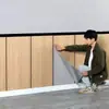 Papel Tapiz Autoadhesivo 3D Estéreo Imitación Azulejo Madera para Paredes, Panel de Pared Impermeable, a Prueba de Humedad y Moho para Renovación de Paredes