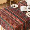 Tela étnica bohemia estampada de algodón y lino, tela vintage hecha a mano, para manteles, patchwork, del sudeste asiático.