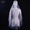 Véu de Noiva Youlapan V01 Branco com Camada Única de Pérolas, Pente e Bordado, Estilo Curto Simples, Acessório de Cabeça para Sessão de Fotos, Vestido de Noiva