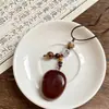 Collar Trenzado de Cuerda con Perlas de Piedra Natural para Mujer, Cadena para Clavícula de Piedra Ojo de Tigre Estilo Chino Nuevo Vintage, Accesorio Largo Colgante para el Cuello con Manchas