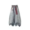 Jeans de Pierna Ancha Transfronterizos para Mujer, Otoño 2025, Tiro Alto, Adelgazantes, Versátiles, de Gama Alta, Holgados, de Pierna Recta, Pantalones Largos