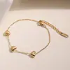 Pulsera de Acero Inoxidable con Corazón Chapado en Oro de 18 Quilates, Moda Transfronteriza Simple Aogu para Mujer, Joyería de Mano Versátil de Nicho, Sin Desvanecimiento, Nuevo