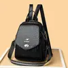 Mochila Transversal Tecida Feminina 2025 Nova Casual Grande Capacidade Bolsa Escolar Multifuncional Elegante Bolsa de Ombro Transversal