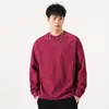 Ropa para Hombre Fengshe / Sudadera Holgada de Otoño e Invierno con Estampado Casual, Bolsillo en el Pecho, Etiqueta, Top Vintage de Manga Larga de Peso Pesado 300g para Hombre