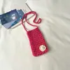 Shuai Mi Jia 2026 Nova Bolsa Trançada Fofa Bolsa Transversal para Celular Bolsa Pequena de Tricô Vazado Bolsa de Praia