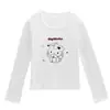 Camiseta de Manga Longa Estampada de Gatinho com Gola U para Outono Feminina, Pura Sensualidade Sedutora, Doce Aparência Emagrecedora Casual Camada Base