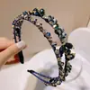 Faixa de Cabelo Dupla Camada, Novo Estilo Coreano Versátil com Strass Super Fada Presilha de Cabelo de Cristal de Alto Padrão, Acessório de Cabelo para Penteado de Coroa Alta
