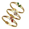 Pulseira Retrô com Cravação de Diamantes de Luxo Leve Moda Personalizada Europeia e Americana Aço Inoxidável Dourado Joias de Alto Padrão Nova Pulseira