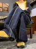 Pantalones Deportivos de Algodón con Bloques de Color Estilo Americano Línea Hasselblad para Hombres y Mujeres, Otoño Marca Trendy High Street Pantalones Largos de Pierna Ancha, Pantalones Casuales Retro con Caída