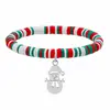 Popular Serie Navideña de Arcilla Polimérica Europea y Americana Pulsera Colgante de Acero Inoxidable de Papá Noel Muñeco de Nieve Joyería de Comercio Exterior al por Mayor