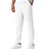 Pantalones Largos Transpirables Rectos Multicolores con Cordón de Lino Imitación Estilo Europeo y Americano, Bambú Delgado, Holgados, para Casa, Casual, Deportivos, en Stock