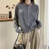 Roupa casual de outono: Jaqueta Cardigan Suéter Azul Marinho para Mulheres, Estilo Primavera e Outono, Adequado para Figuras Baixas, Top Tricotado