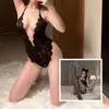 Hermoso y Atractivo Conjunto de Encaje Erótico para Dormir, Body Transparente con Abertura en la Entrepierna (No es necesario quitarlo), Set de Lencería Transparente con Portasujetadores 'Puro Deseo', Sexy
