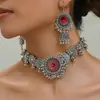 Moda Europeia e Americana Retrô Simples Exagerado Simples Pedra Preciosa Franja Elegante Conjunto de Colar e Brincos Joias Femininas Decorações