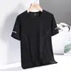 Nova Camiseta de Manga Curta de Seda de Gelo de Verão Masculina Fina Gola Redonda Solta Esportiva Casual Secagem Rápida Manga Curta Tops Masculinos