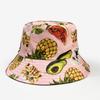 Chapéu de Bacia de Gato com Estampa de Frutas de Verão, Dupla Face, Abacaxi, Abacate, Estilo Pastoral, Chapéu de Sol, Chapéu de Sol para Exterior