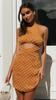 Ropa de Mujer de Venta Caliente en Sitio Web Independiente Transfronterizo: Vestido Irregular Estampado con Lazo Cruzado que Expone la Cintura