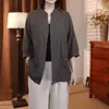 Primavera, Verano, Otoño 2026 Delgada Color Sólido Moda Versátil Adelgazante Estilo Mamá Chaqueta de Béisbol Holgada Manga Larga