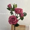 5 cabeças Han Fei rosa decoração de casa flor artificial luxo leve sala de estar decoração floral buquê rosa queimado flor artificial