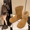 Botas de nieve para mujer de suela plana, zapatos de algodón elegantes, botines de otoño, estilo francés de felpa, versátiles, nuevo modelo 2026, cálidos
