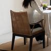 Cadeira de Jantar de Rattan Vintage, Estilo Wabi-Sabi, Cadeira Individual Retro com Encosto, Cadeira para Pátio Externo, Cadeira de Chá Estilo Chinês Novo, Cadeira de Anfitrião