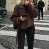 2025 Nuevo Comercio Exterior Transfronterizo Ropa de Mujer Europea y Americana Amazon Abrigo Corto de Lana de Moda con Solapa Grande y Cinturón