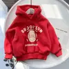 Nova blusa de moletom com capuz e estampa de letras personalizada para crianças 2021, jaqueta top casual solta para meninos e meninas no inverno