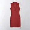 Atacado de Moda Feminina Transfronteiriça Vestido Curto de Malha Versátil com Decote V Slim Sexy Cintura Fina Justo nos Quadris Saia Curta