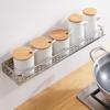 Estante de almacenamiento de acero inoxidable para cocina y baño, sin perforaciones, para montaje en pared, para condimentos, bandeja de una sola capa