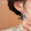 Brincos de Borboleta Manchadados em Resina Azul Atmosférica, Toque de Luxo Leve e de Alta Qualidade, Brincos Únicos, Brincos da Moda em Estilo Nicho