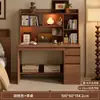 Escritorio de Madera Maciza Estilo Nuevo con Estantería Integrada, Combinación de Escritorio de Escritura y Computadora para Uso Doméstico, Escritorio Simple para Escritorio de Dormitorio Estudiante
