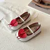 Zapatos de Cuero con Banda Elástica para Niñas Estilo Nuevo Primavera y Otoño 2026 Zapatos de Princesa para Bebés Bailarinas Planas con Lazo en Forma de Corazón para Niños