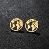 Europa y Estados Unidos nuevos pendientes geométricos redondos simples de acero inoxidable personalidad ins pendientes de mapa accesorios de comercio exterior de Yiwu